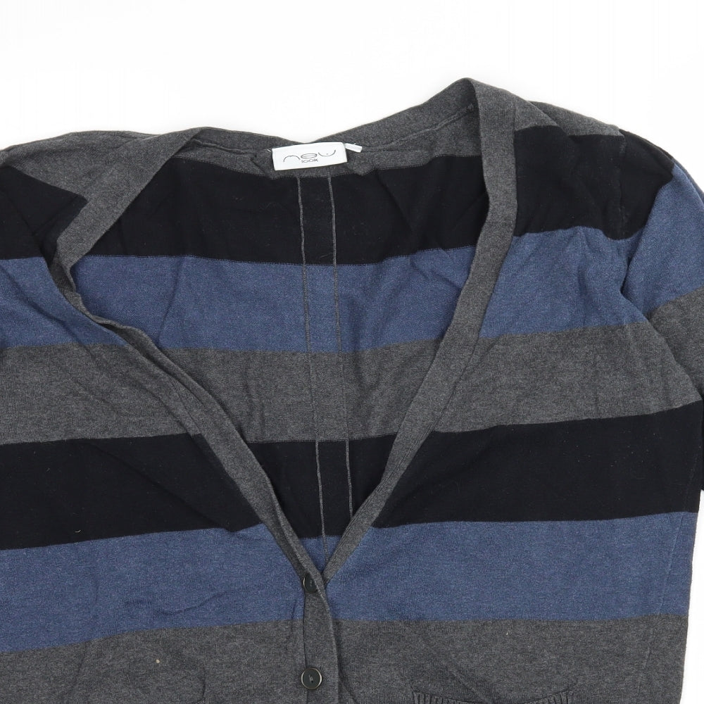 New Look Womens Multicoloured Striped Knit Cardigan Jumper Size 16