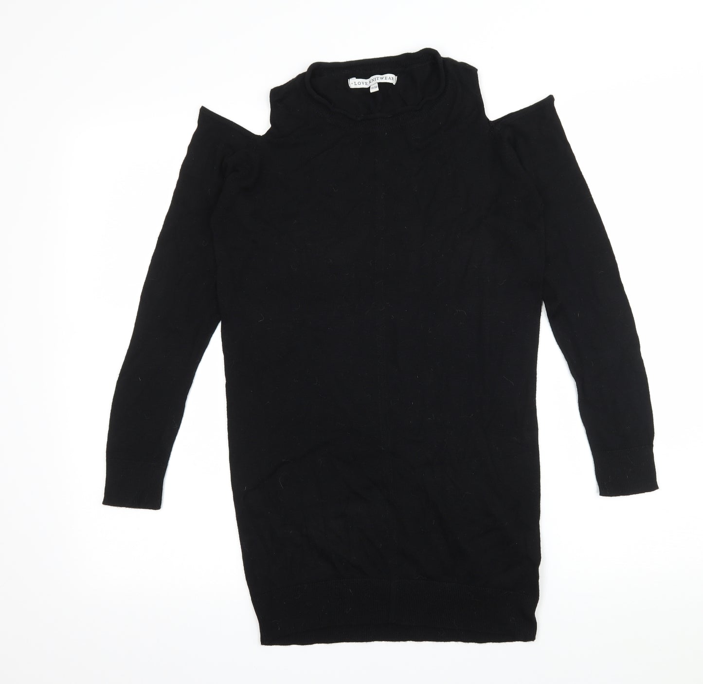 Love Knitwear Womens Black  Knit Pullover Jumper Size 10  - Cut out shoulder