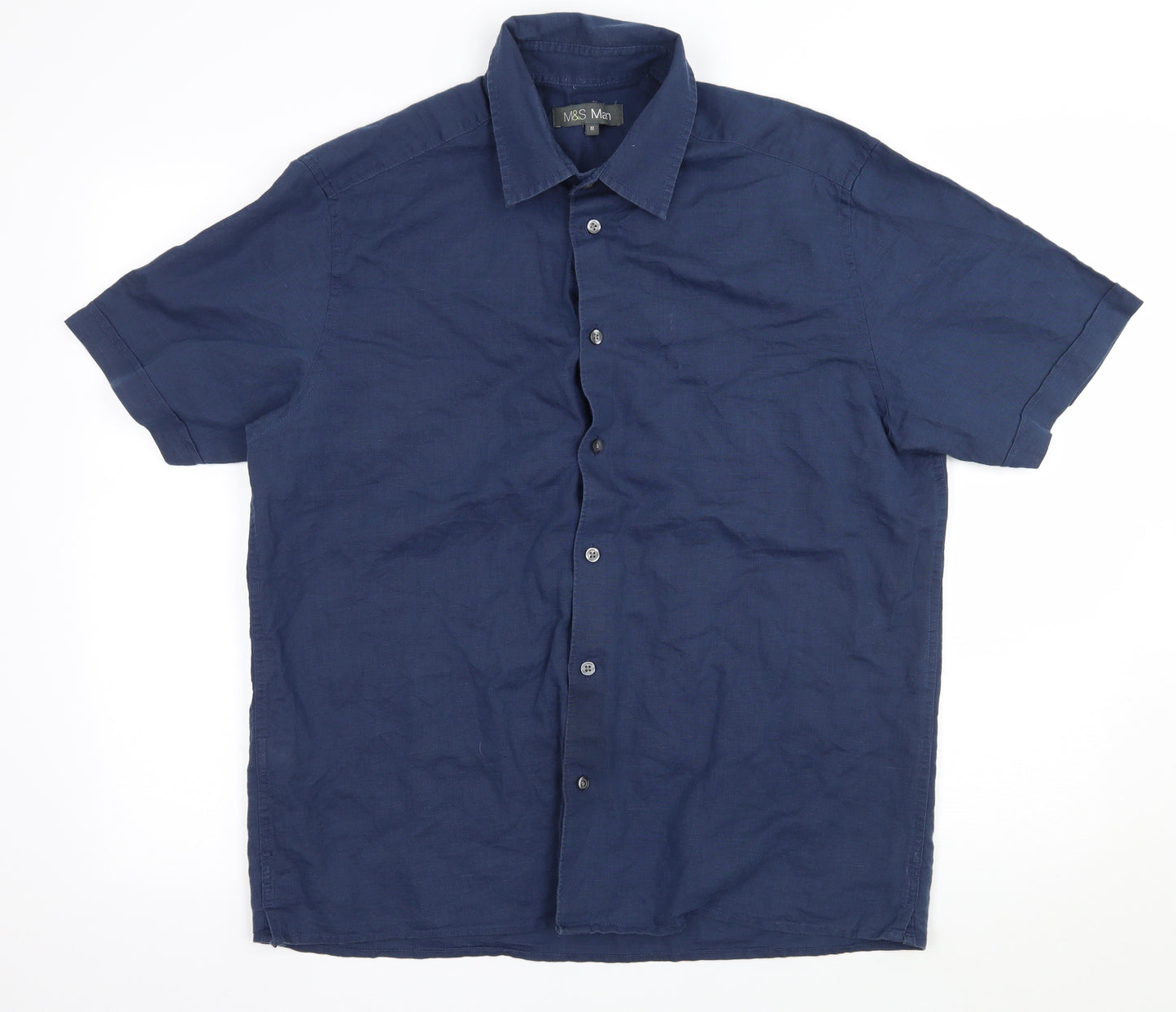 Marks and Spencer Mens Blue    Button-Up Size M