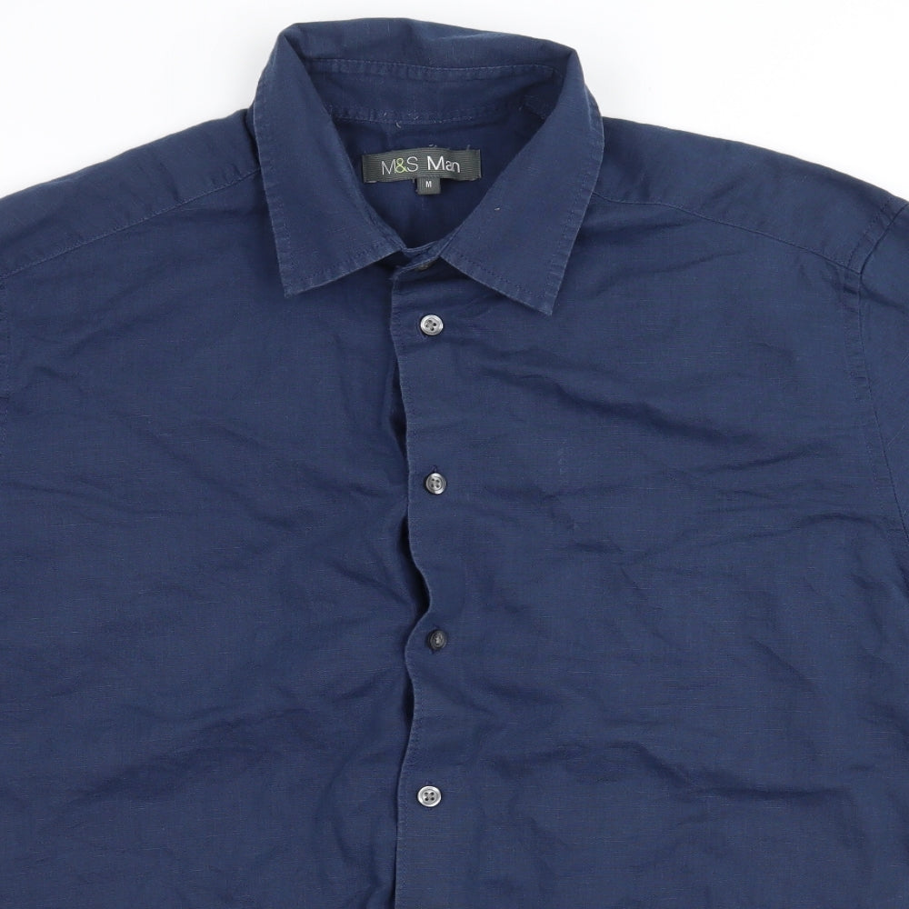 Marks and Spencer Mens Blue    Button-Up Size M