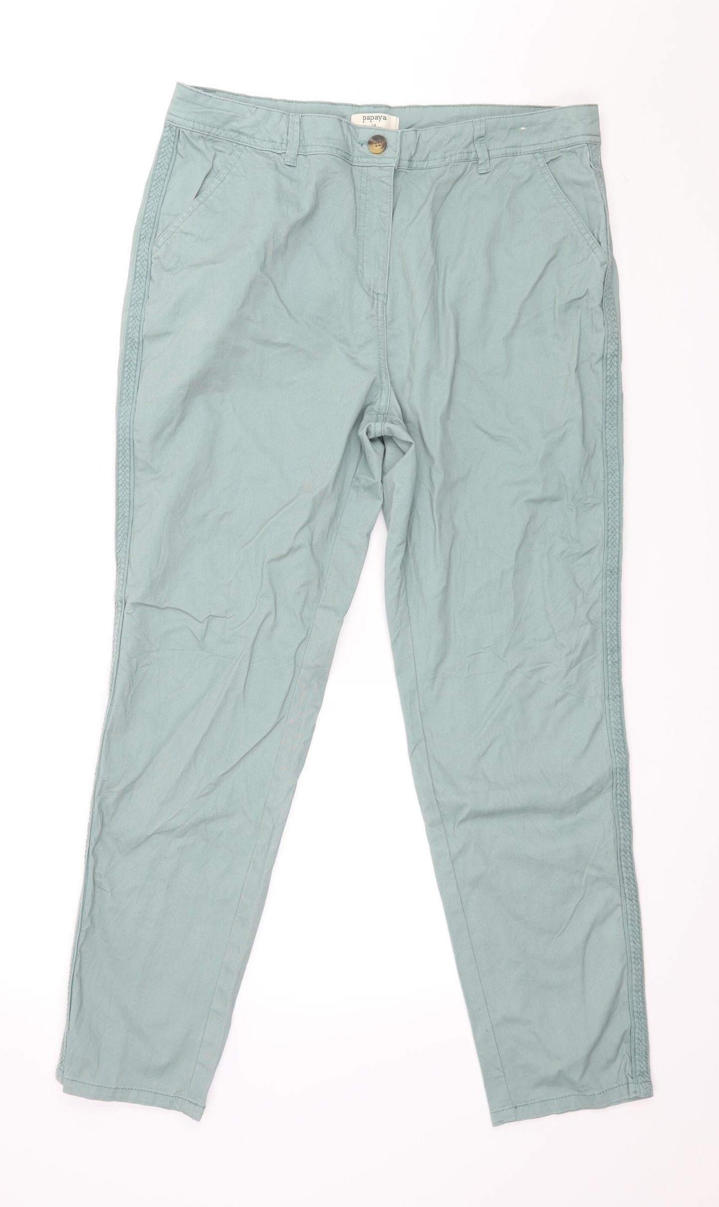 Papaya Womens Blue   Trousers  Size 14 L28 in