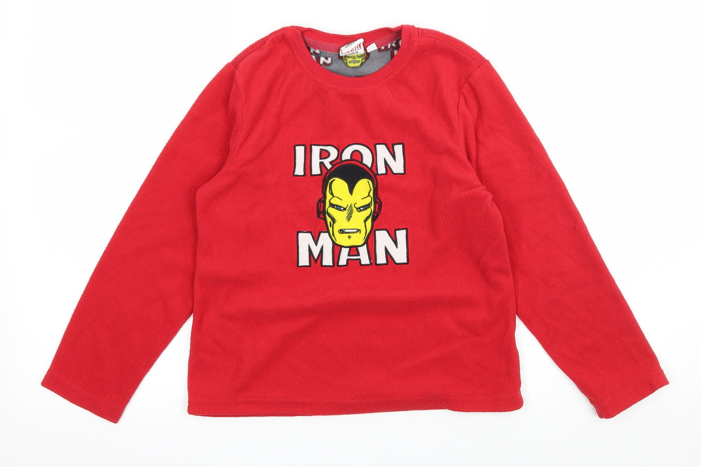 Primark Boys Red Solid Fleece  Pyjama Top Size 8-9 Years  - Iron Man