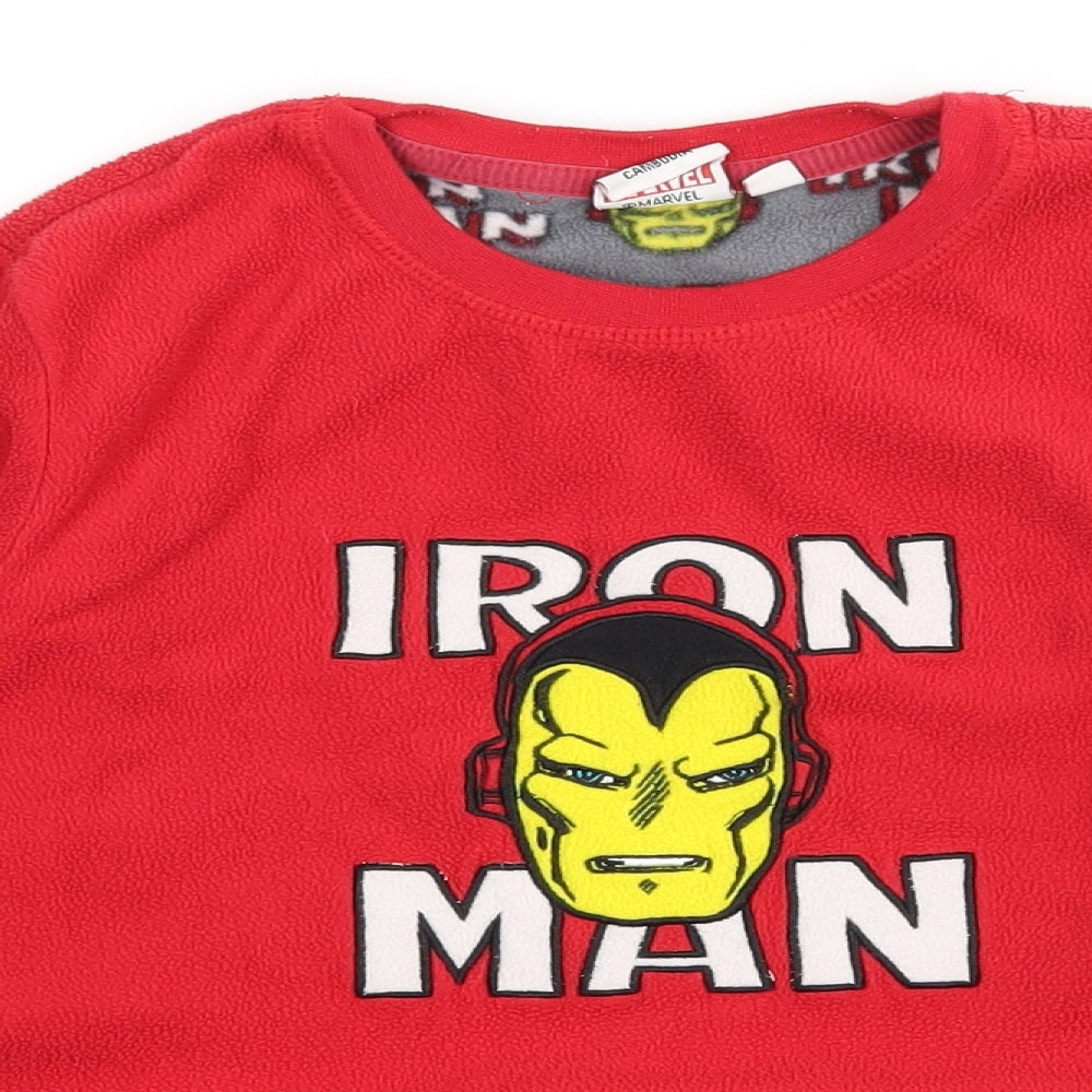Primark Boys Red Solid Fleece  Pyjama Top Size 8-9 Years  - Iron Man