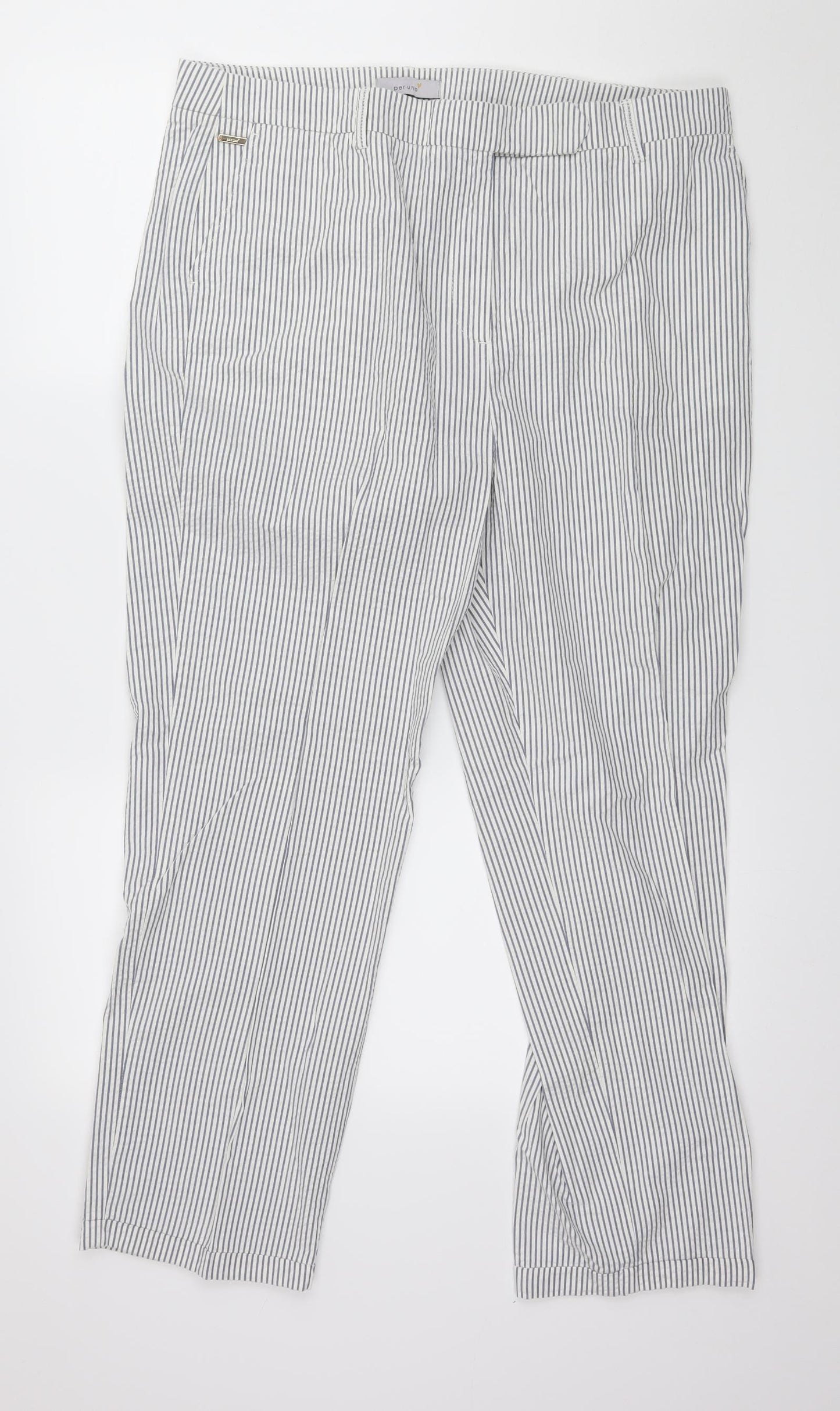 Per Una Womens White Striped  Trousers  Size 16 L28 in
