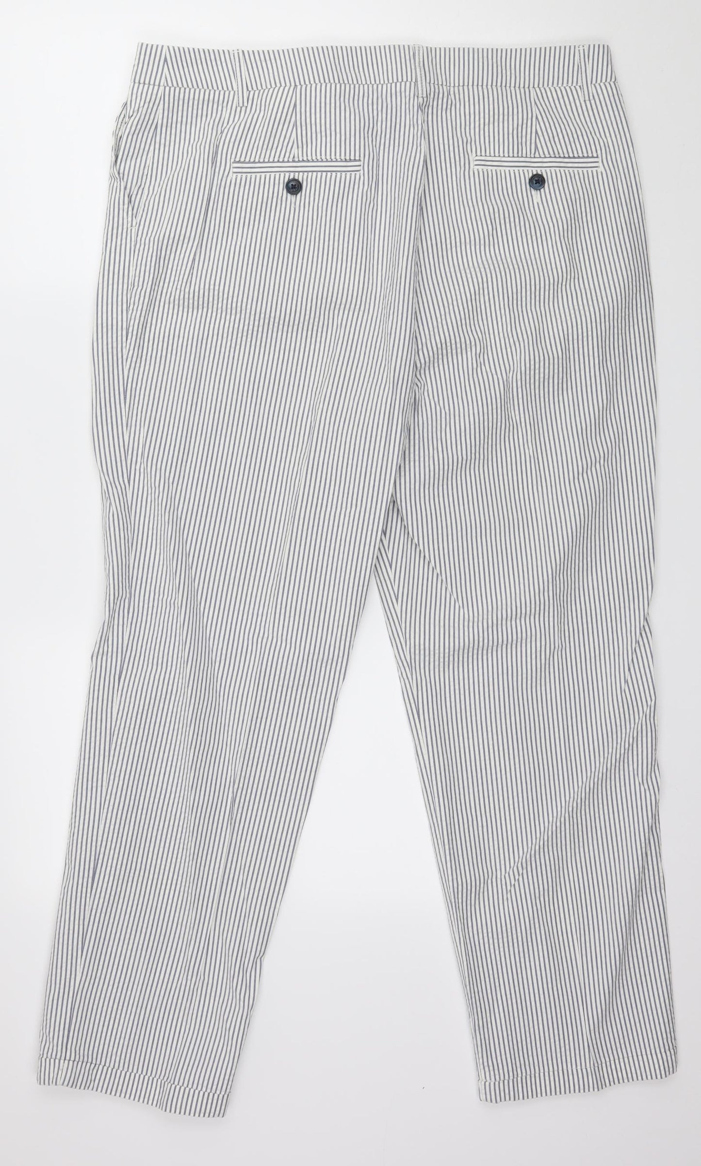 Per Una Womens White Striped  Trousers  Size 16 L28 in