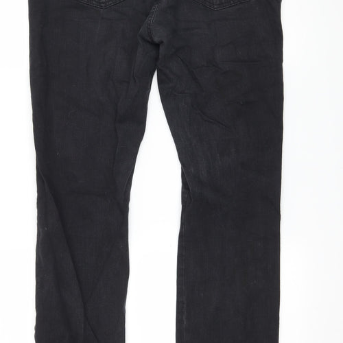 Denim & Co. Womens Black  Denim Straight Jeans Size 14 L32 in