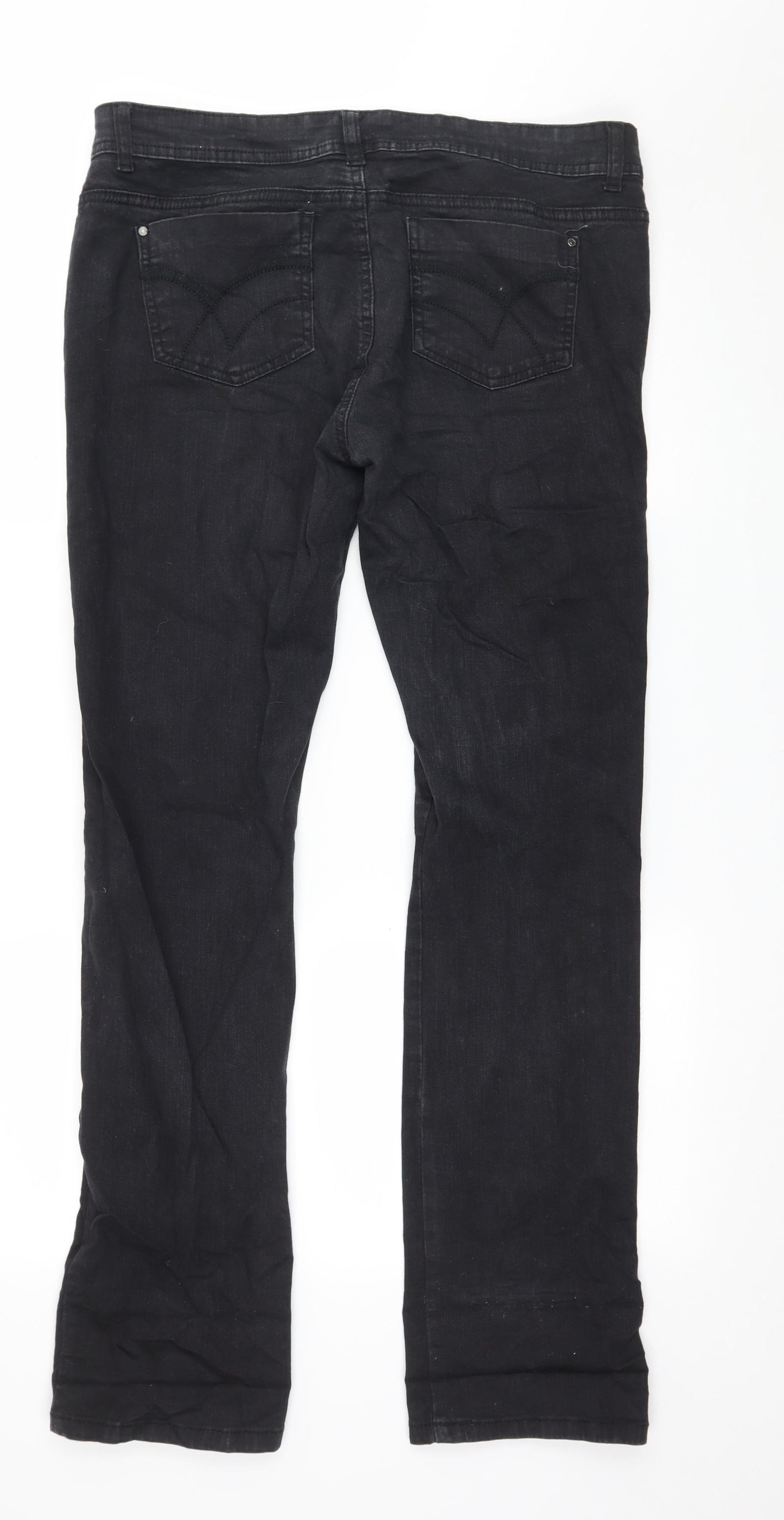 Denim & Co. Womens Black  Denim Straight Jeans Size 14 L32 in