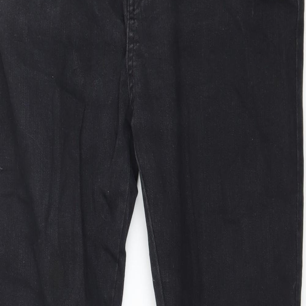 Denim & Co. Womens Black  Denim Straight Jeans Size 14 L32 in