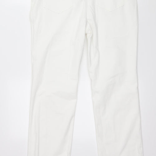Marks and Spencer Womens White  Denim Straight Jeans Size 12 L28 in