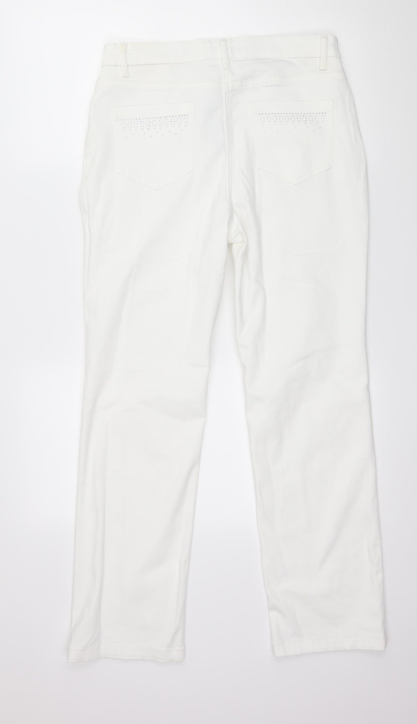 Marks and Spencer Womens White  Denim Straight Jeans Size 12 L28 in