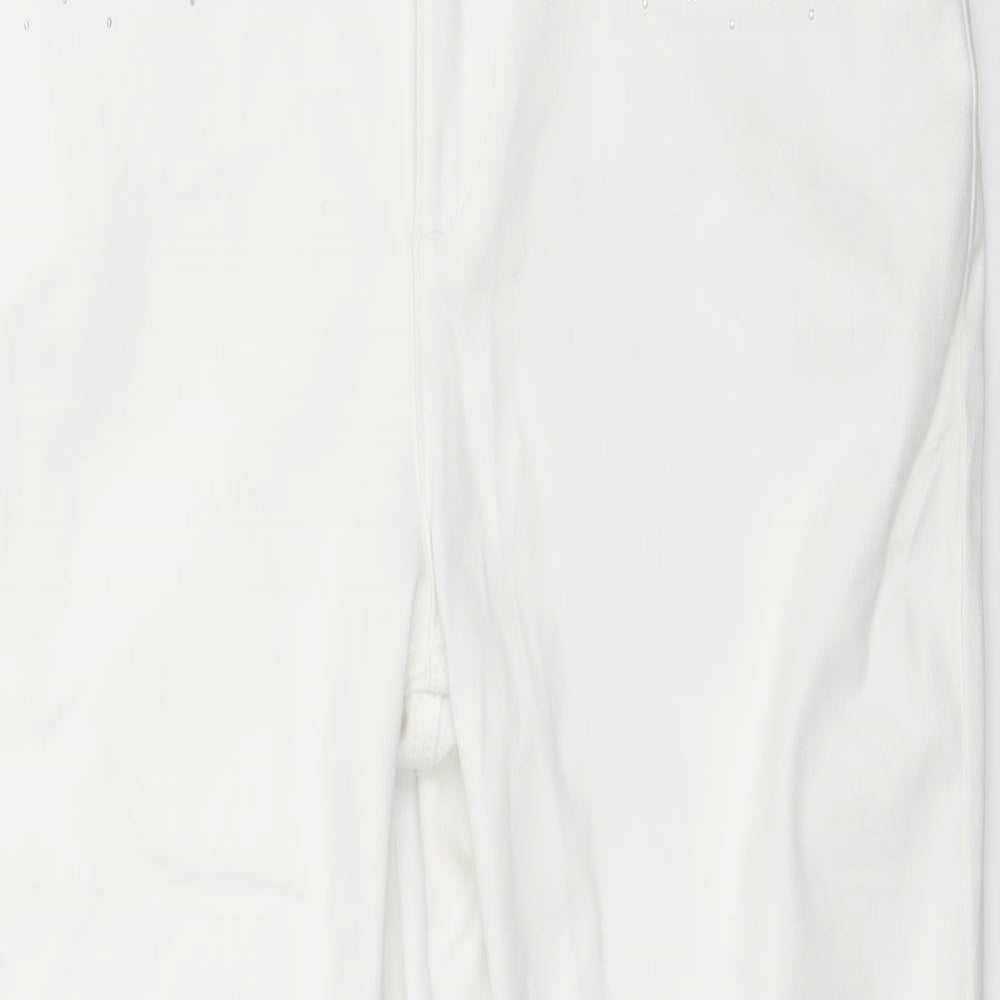 Marks and Spencer Womens White  Denim Straight Jeans Size 12 L28 in
