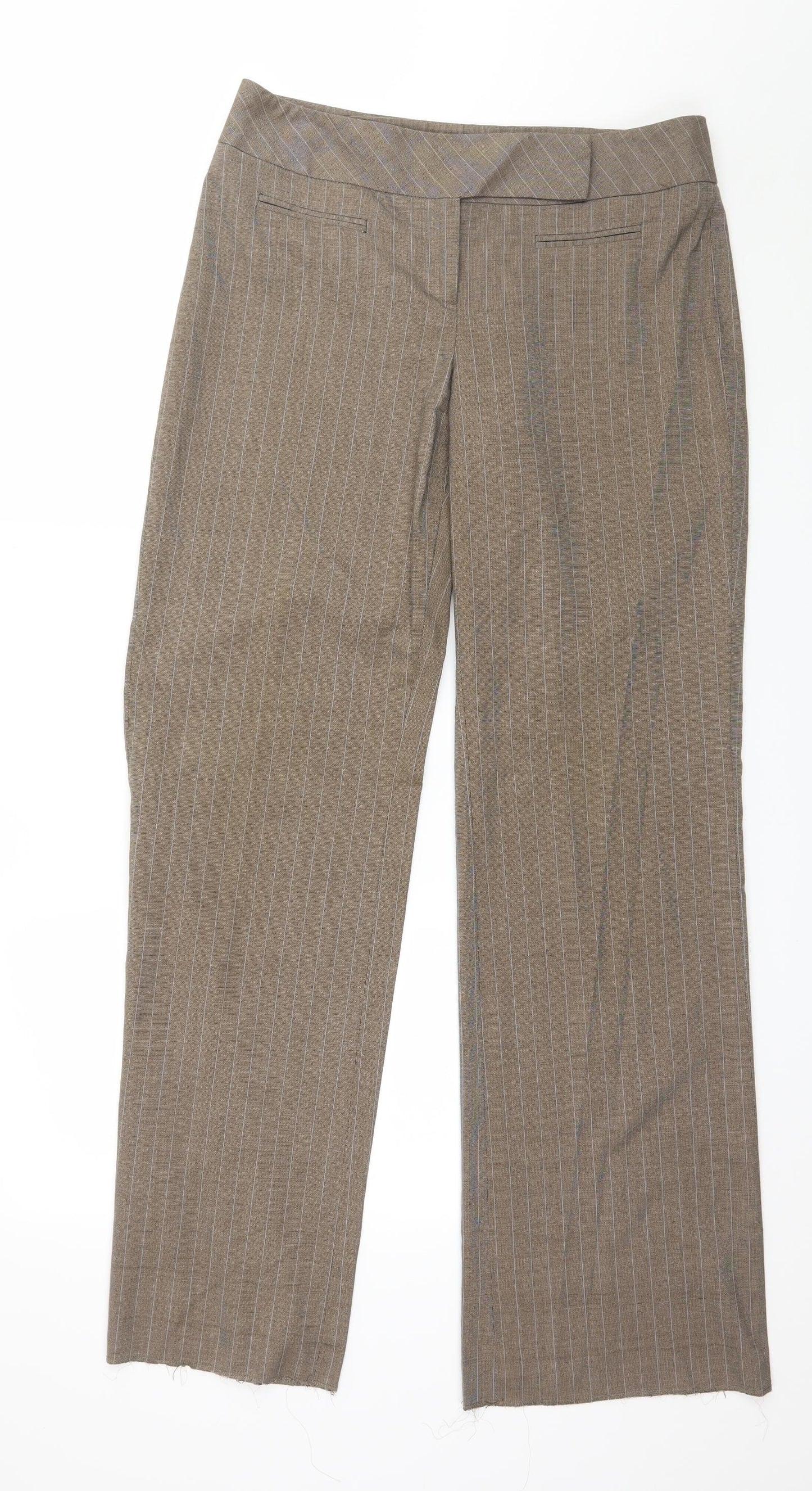F&F Womens Beige Striped  Trousers  Size 10 L32 in