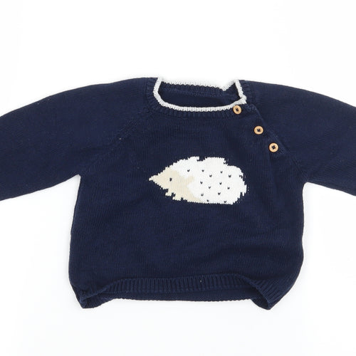 Matalan Boys Blue  Knit Pullover Jumper Size 6-9 Months  - Hedgehog