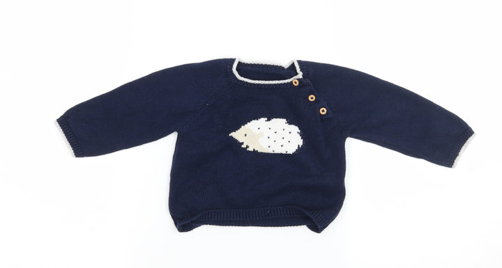 Matalan Boys Blue Knit Pullover Jumper Size 6-9 Months - Hedgehog
