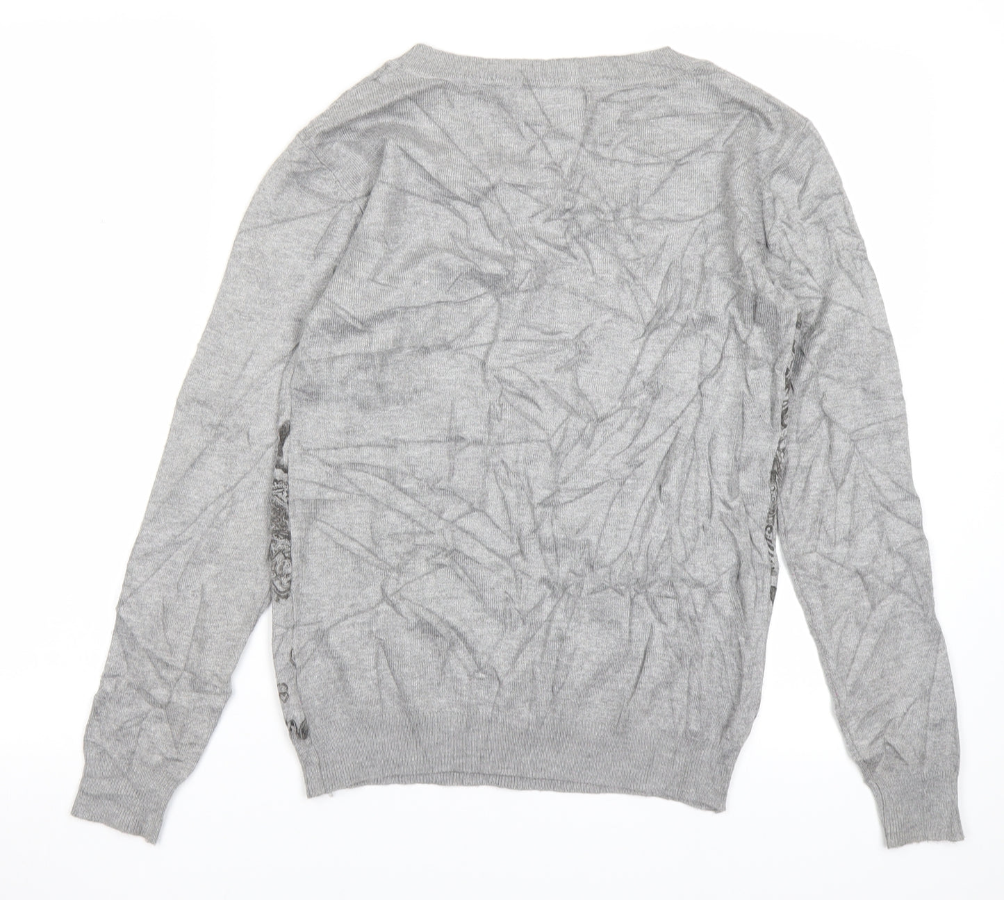 Just Elegance Womens Grey Paisley Knit Pullover Jumper Size S
