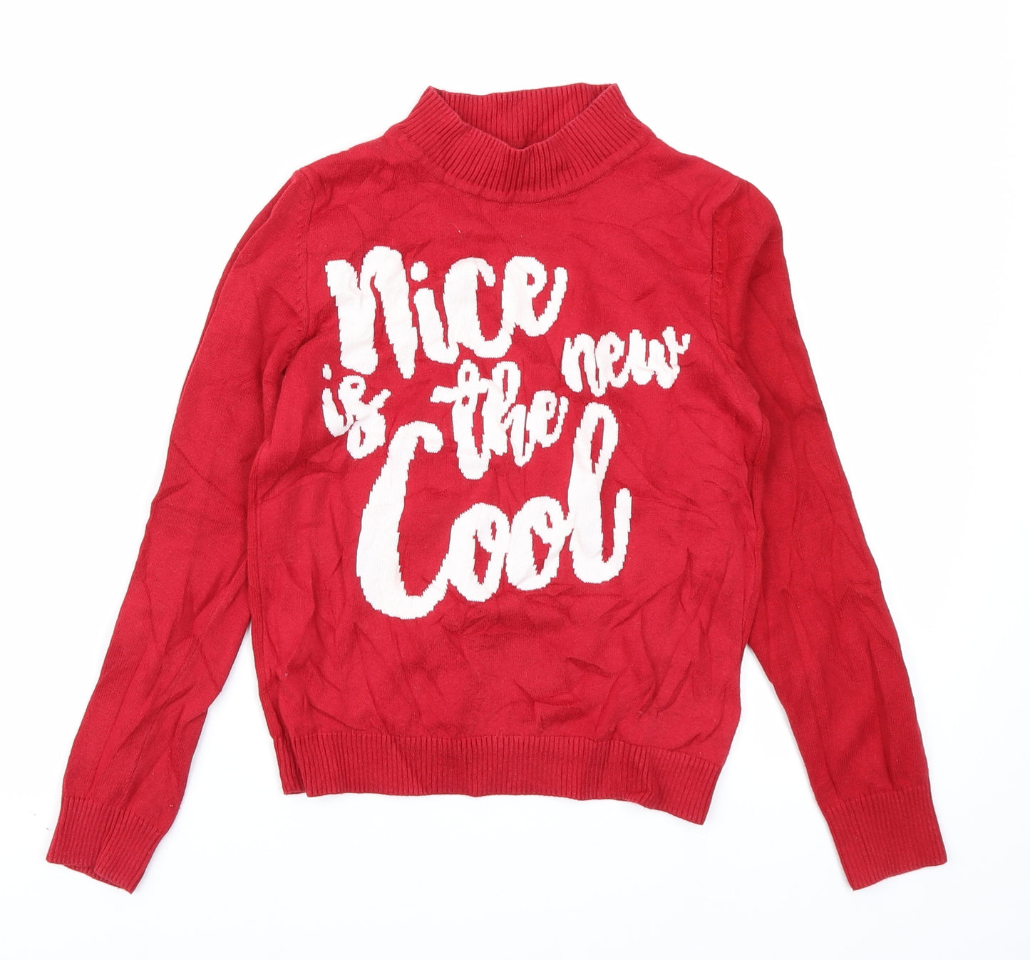 M&S kids Girls Red  Knit Pullover Jumper Size 9-10 Years