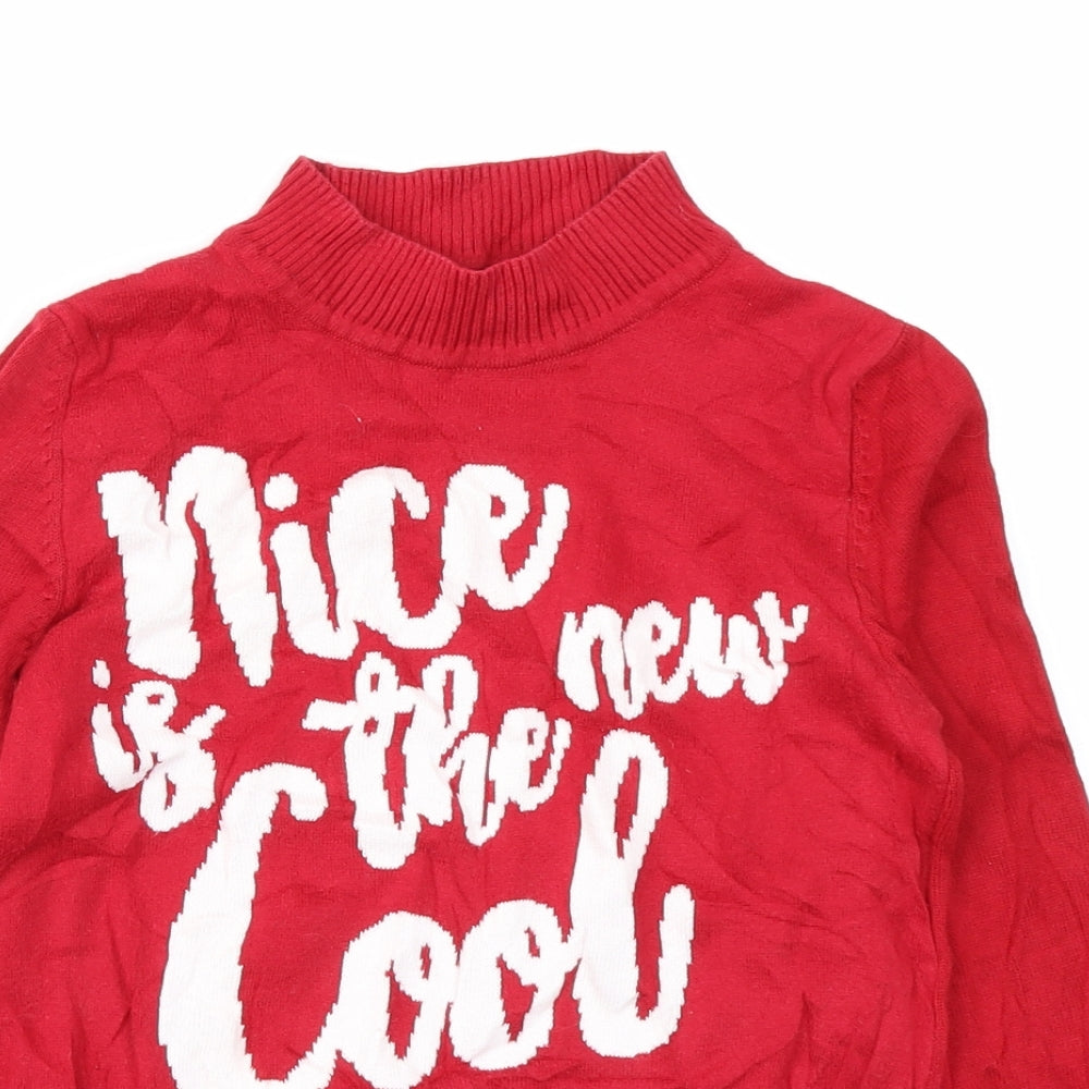 M&S kids Girls Red  Knit Pullover Jumper Size 9-10 Years