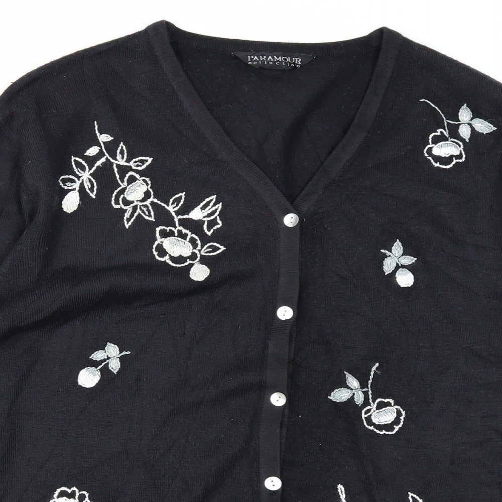 Paramour Collection Womens Black  Knit Cardigan Jumper Size S