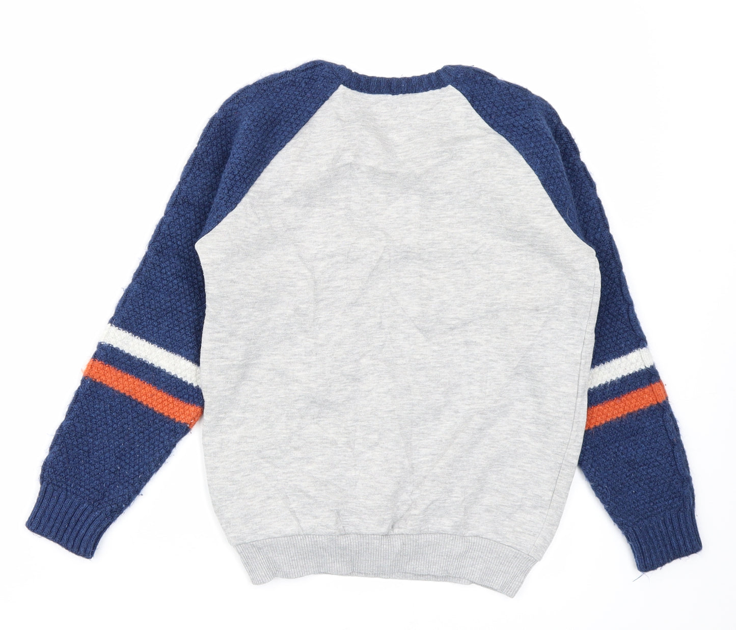 M&S Boys Grey Colourblock Knit Pullover Sweatshirt Size 9-10 Years