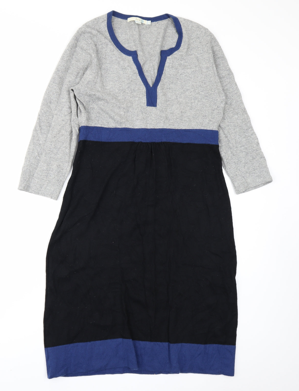 Boden Womens Grey Colourblock Knit Jumper Dress  Size 12