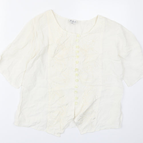 Isha Womens Ivory   Basic Blouse Size M