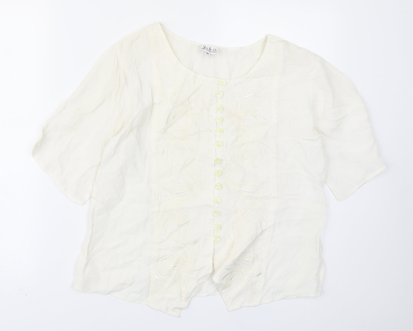 Isha Womens Ivory   Basic Blouse Size M