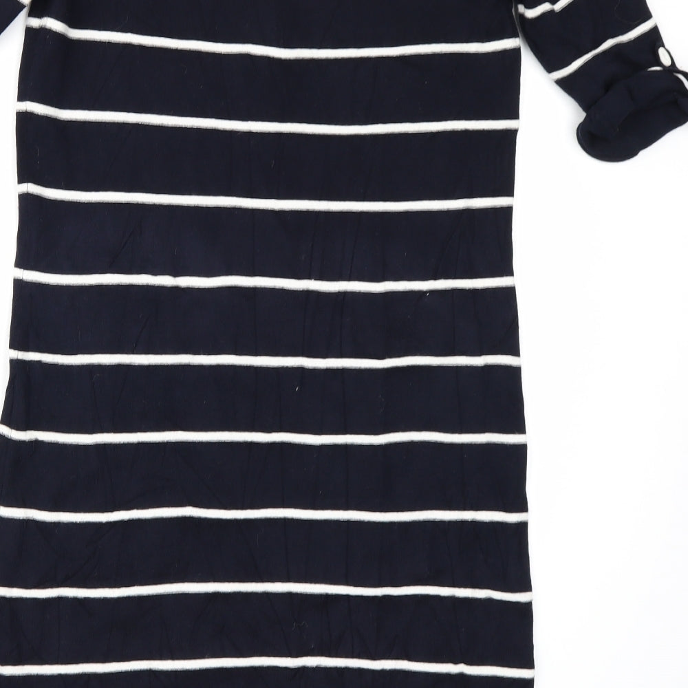 Phase Eight Womens Black Striped Knit Jumper Dress  Size 14