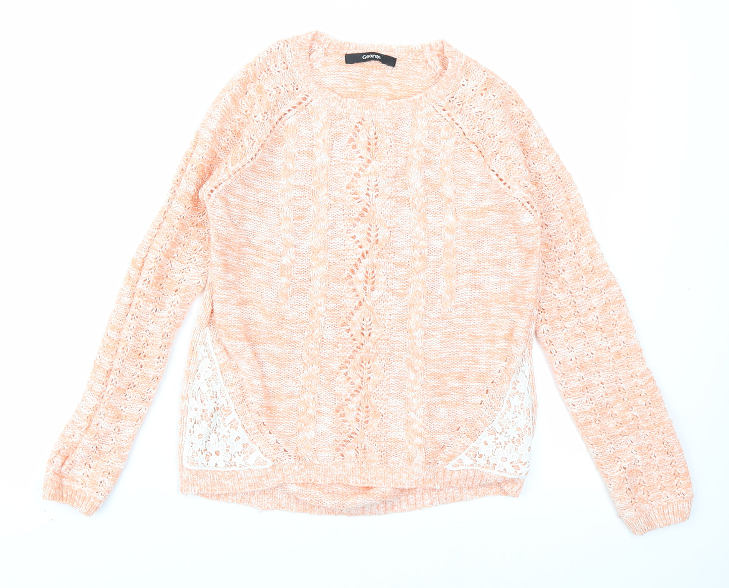 George Girls Orange  Knit Pullover Jumper Size 9-10 Years
