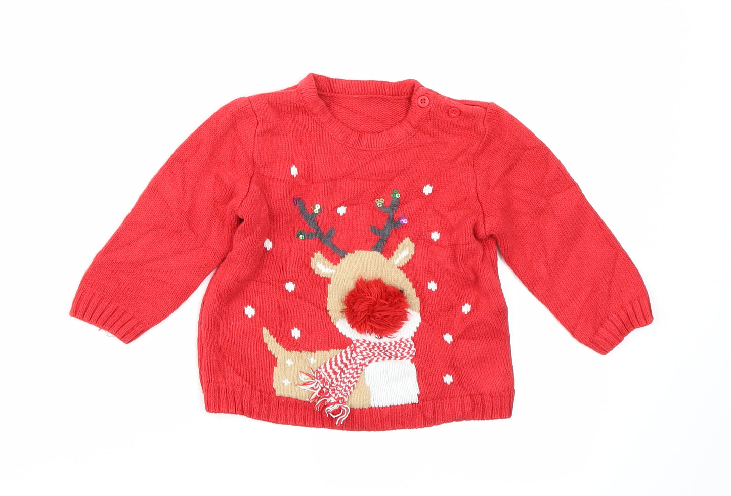 Matalan Baby Red  Knit Pullover Jumper Size 9-12 Months  - Christmas jumper