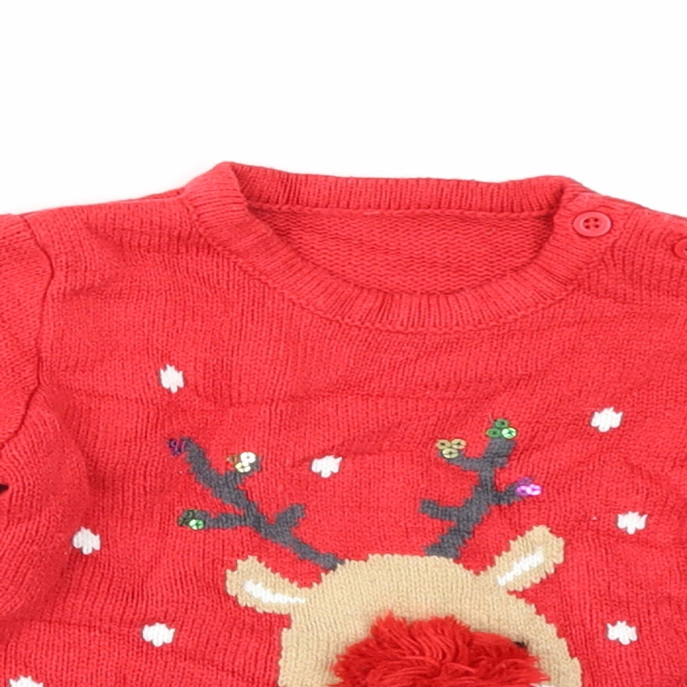 Matalan Baby Red  Knit Pullover Jumper Size 9-12 Months  - Christmas jumper