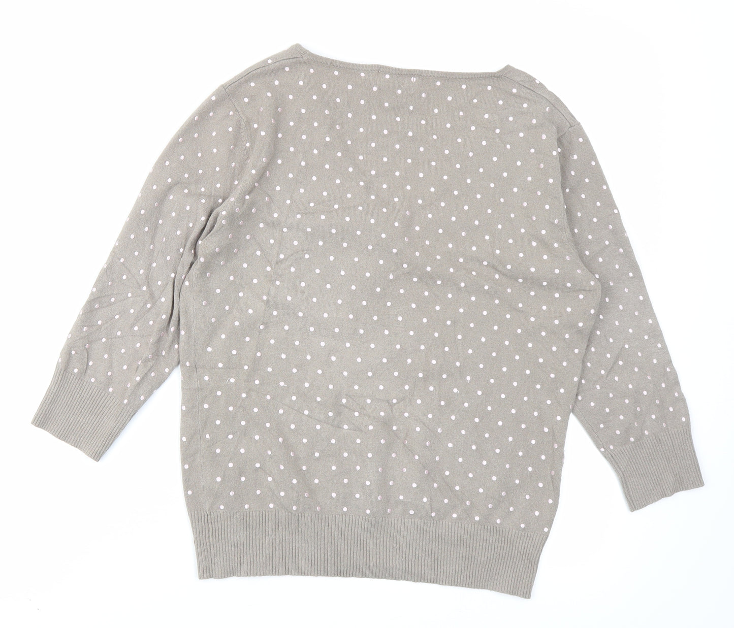 Kaliko Womens Brown Polka Dot Knit Pullover Jumper Size 12