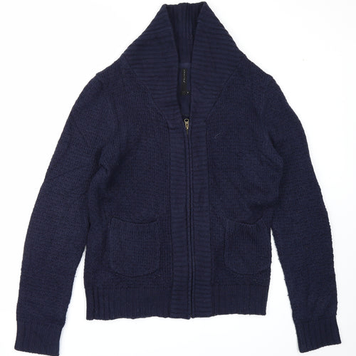 Crafted Mens Blue  Knit Cardigan Jumper Size M