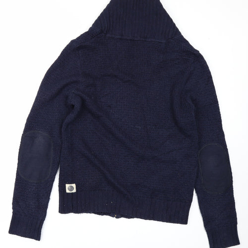 Crafted Mens Blue  Knit Cardigan Jumper Size M