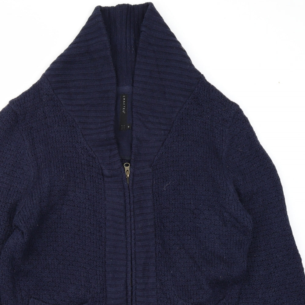 Crafted Mens Blue  Knit Cardigan Jumper Size M