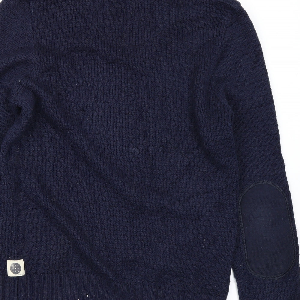 Crafted Mens Blue  Knit Cardigan Jumper Size M