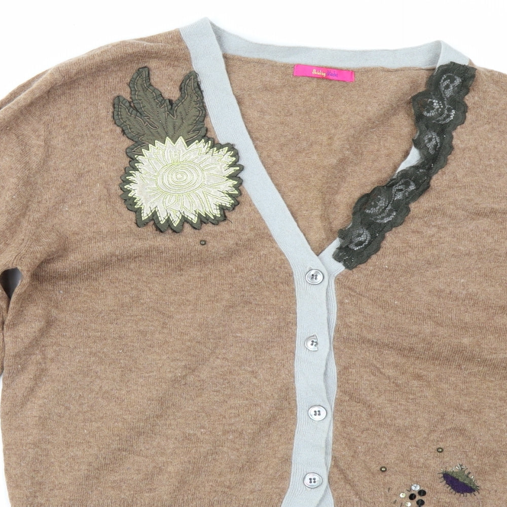 Simply Violet Womens Brown   Cardigan Jumper Size L