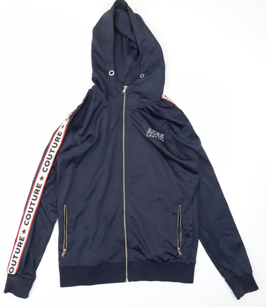 Front view of Aces Couture men’s blue jacket, size M