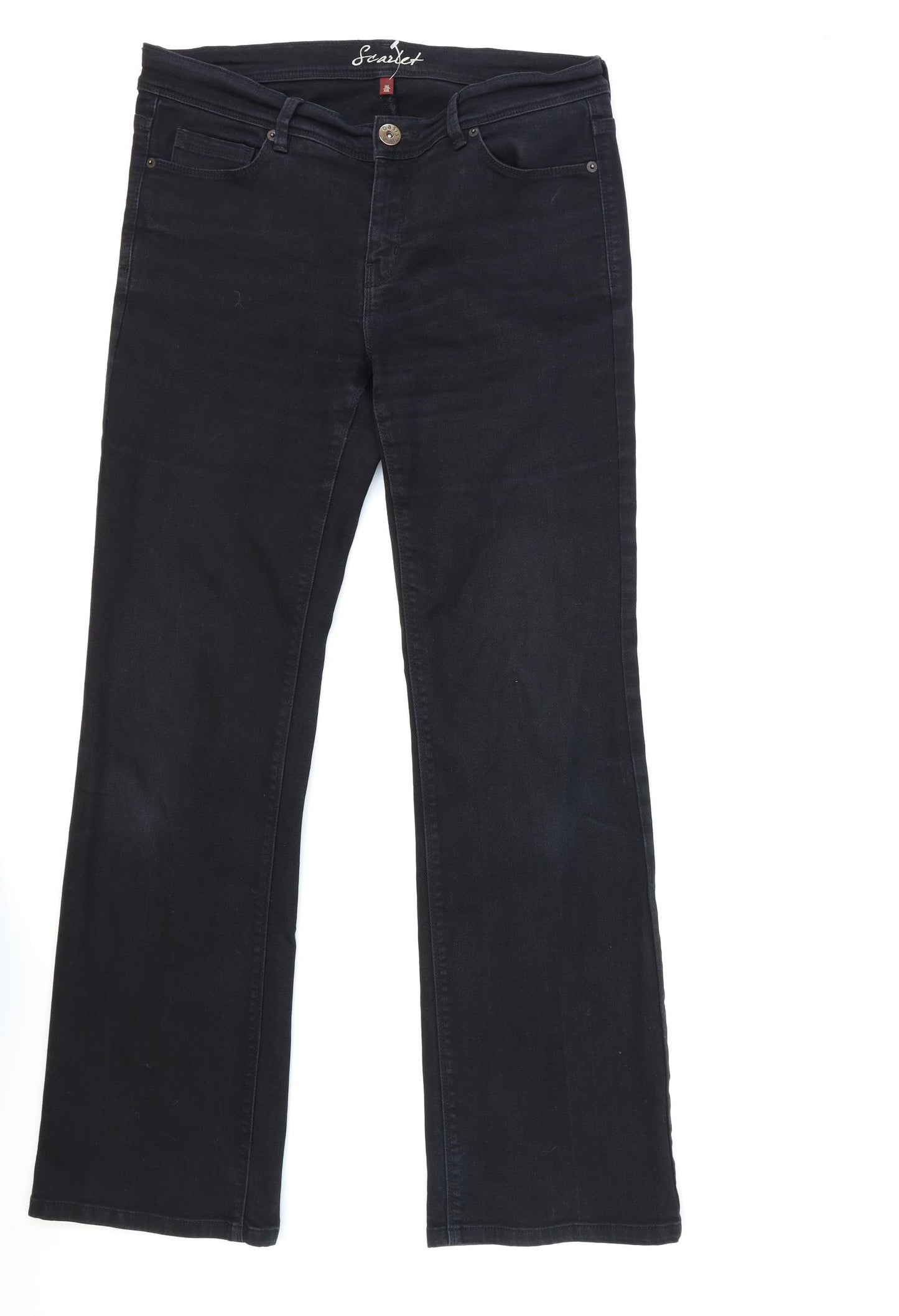 Oasis Womens Black  Denim Flared Jeans Size 14 L32 in