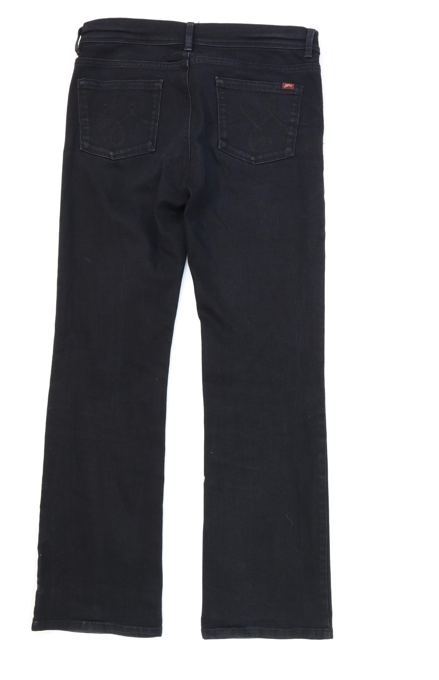 Oasis Womens Black  Denim Flared Jeans Size 14 L32 in