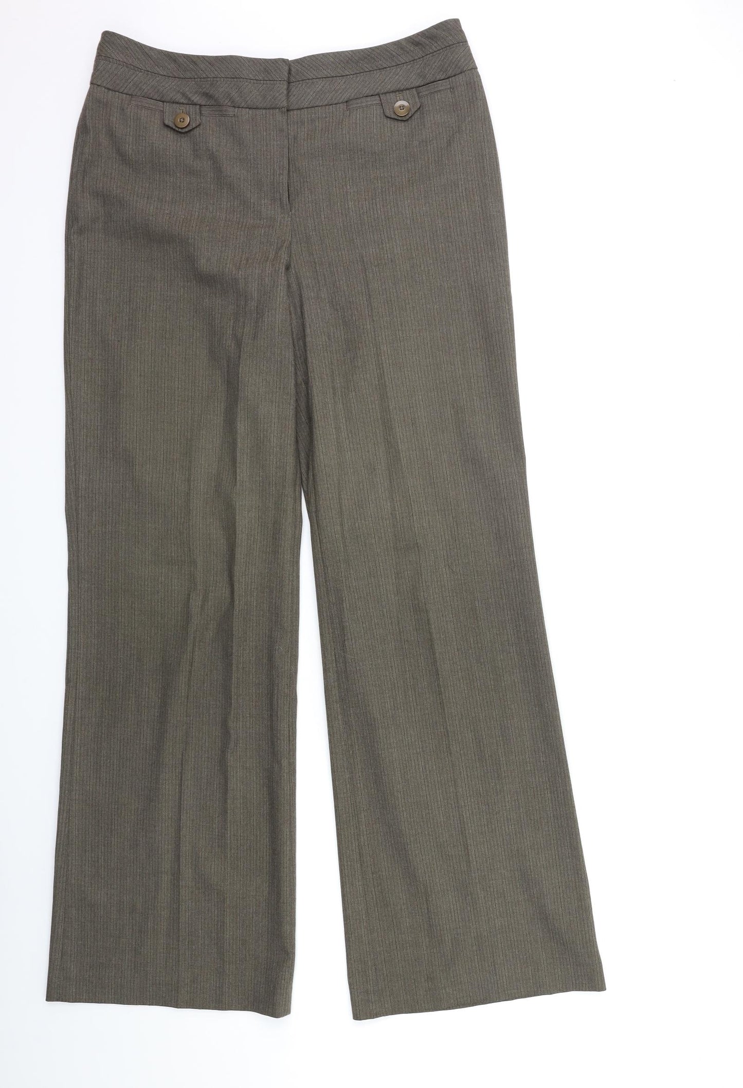 NEXT Womens Brown Striped  Trousers  Size 10 L32 in