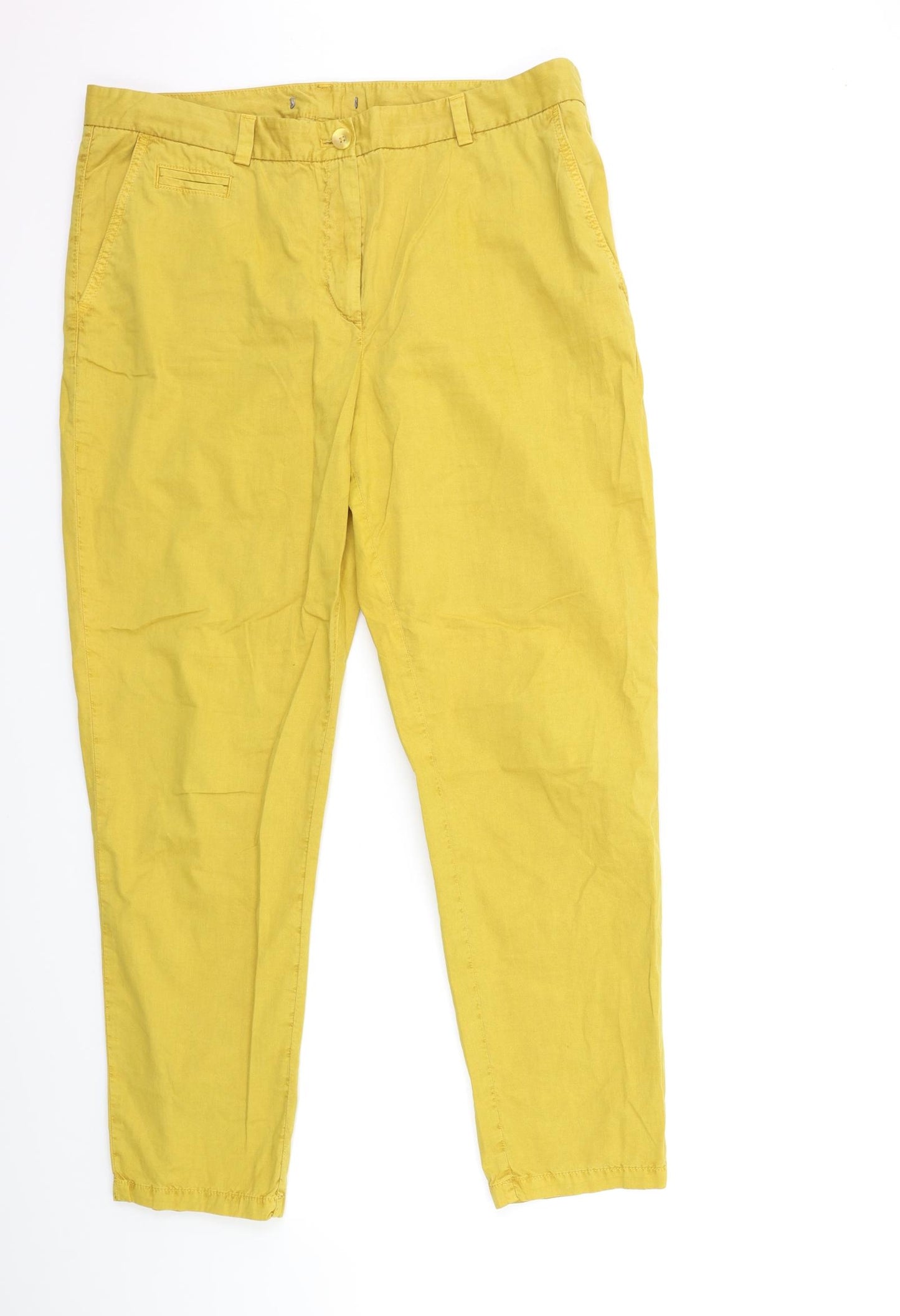 Marks and Spencer Womens Yellow   Chino Trousers Size 16 L30 in