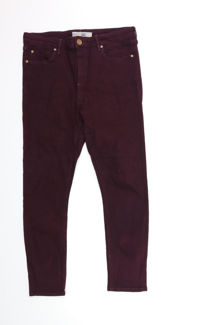 Topshop Womens Red Denim Skinny Jeans Size 32 in L30 in