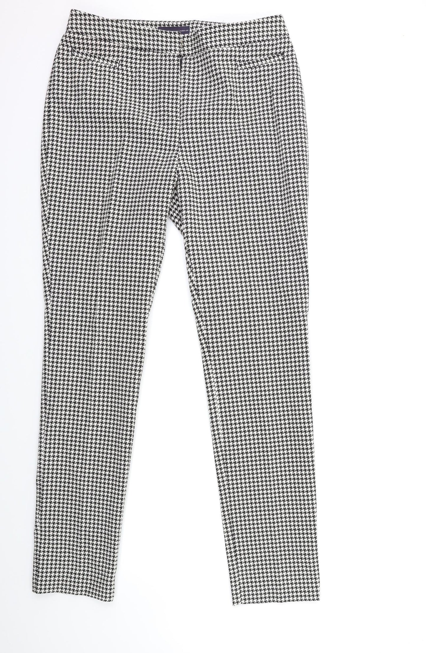 Marks and Spencer Womens Black Houndstooth  Trousers  Size 12 L33 in