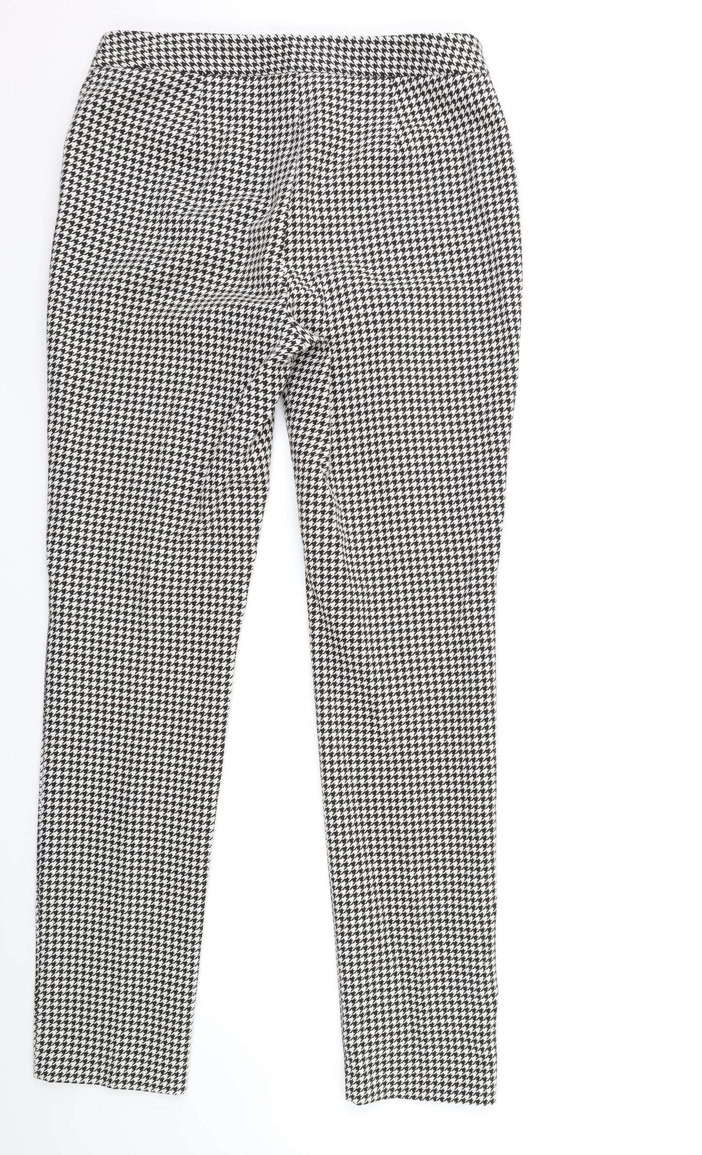Marks and Spencer Womens Black Houndstooth  Trousers  Size 12 L33 in