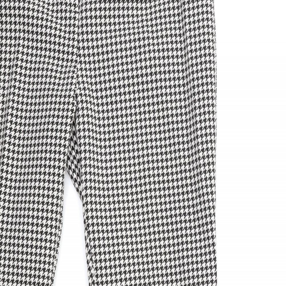 Marks and Spencer Womens Black Houndstooth  Trousers  Size 12 L33 in