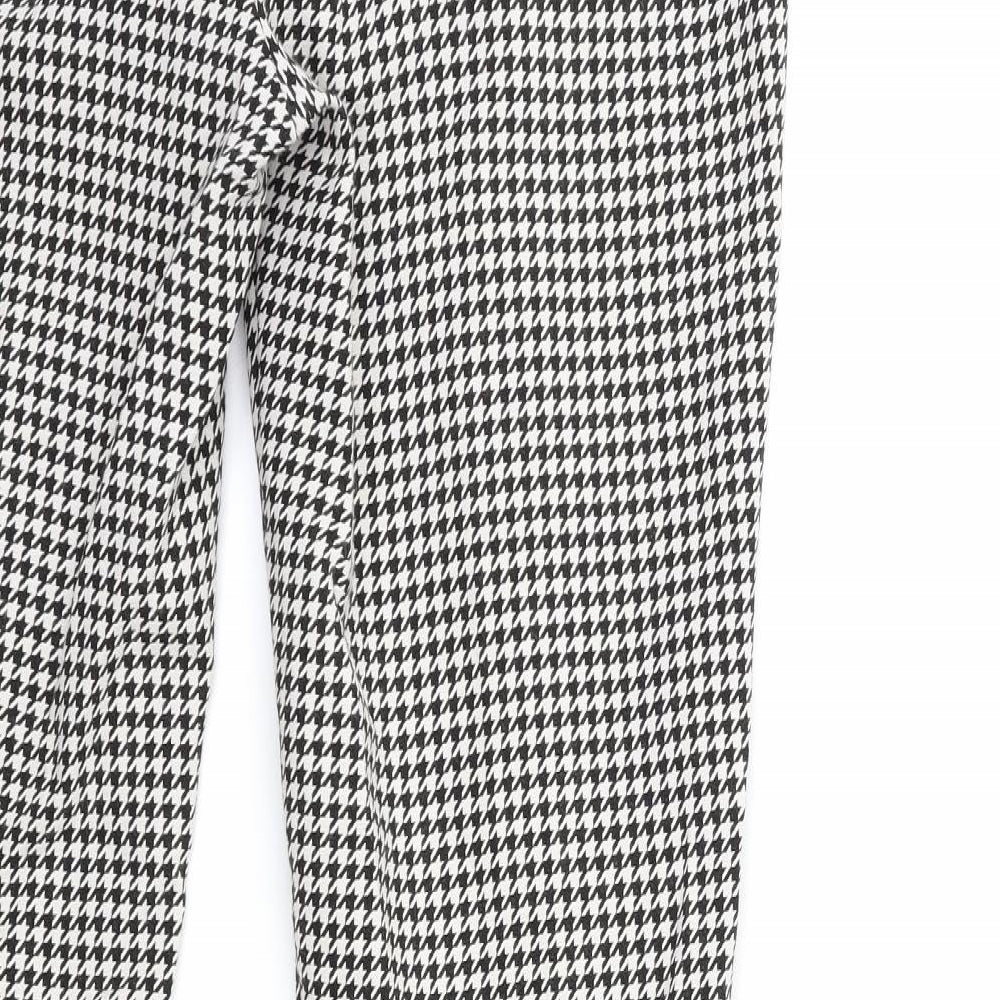 Marks and Spencer Womens Black Houndstooth  Trousers  Size 12 L33 in