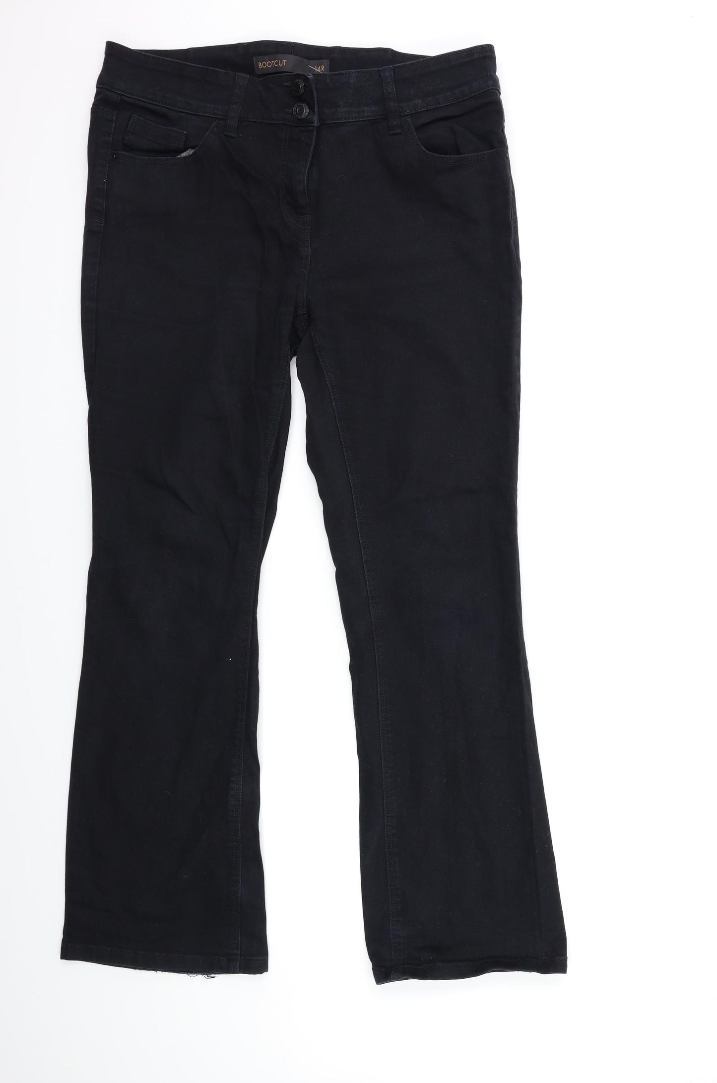 NEXT Womens Black  Denim Flared Jeans Size 12 L31 in