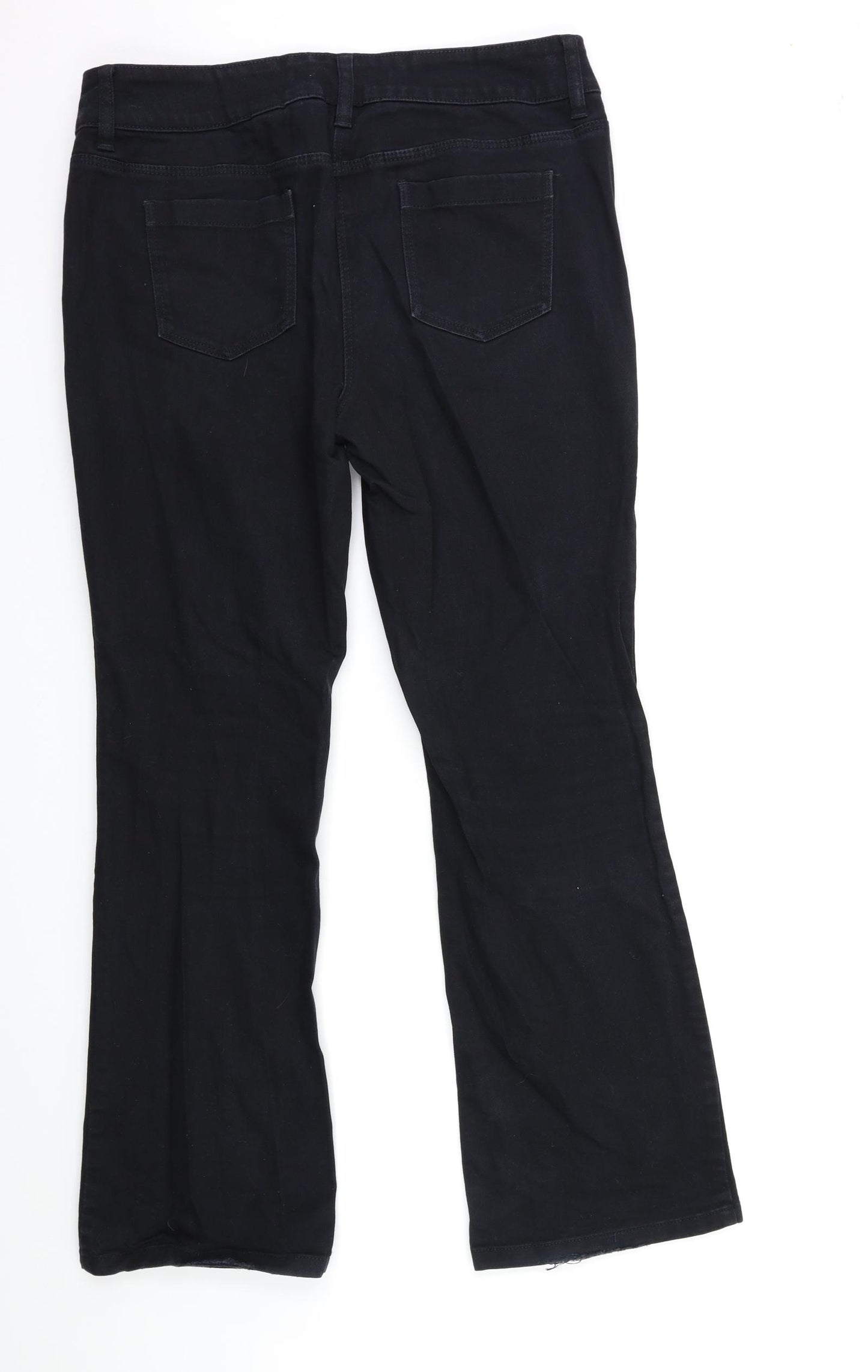 NEXT Womens Black  Denim Flared Jeans Size 12 L31 in