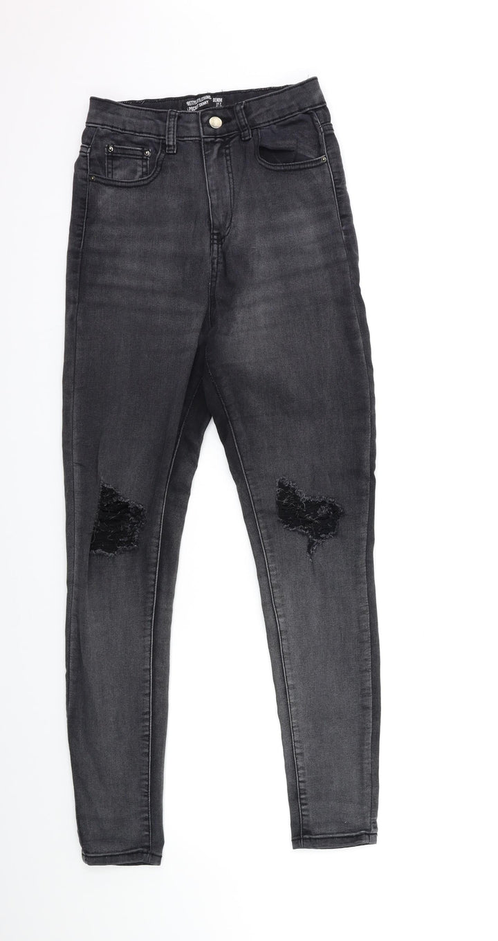 PRETTYLITTLETHING Womens Grey Denim Skinny Jeans Size 8 L29 in