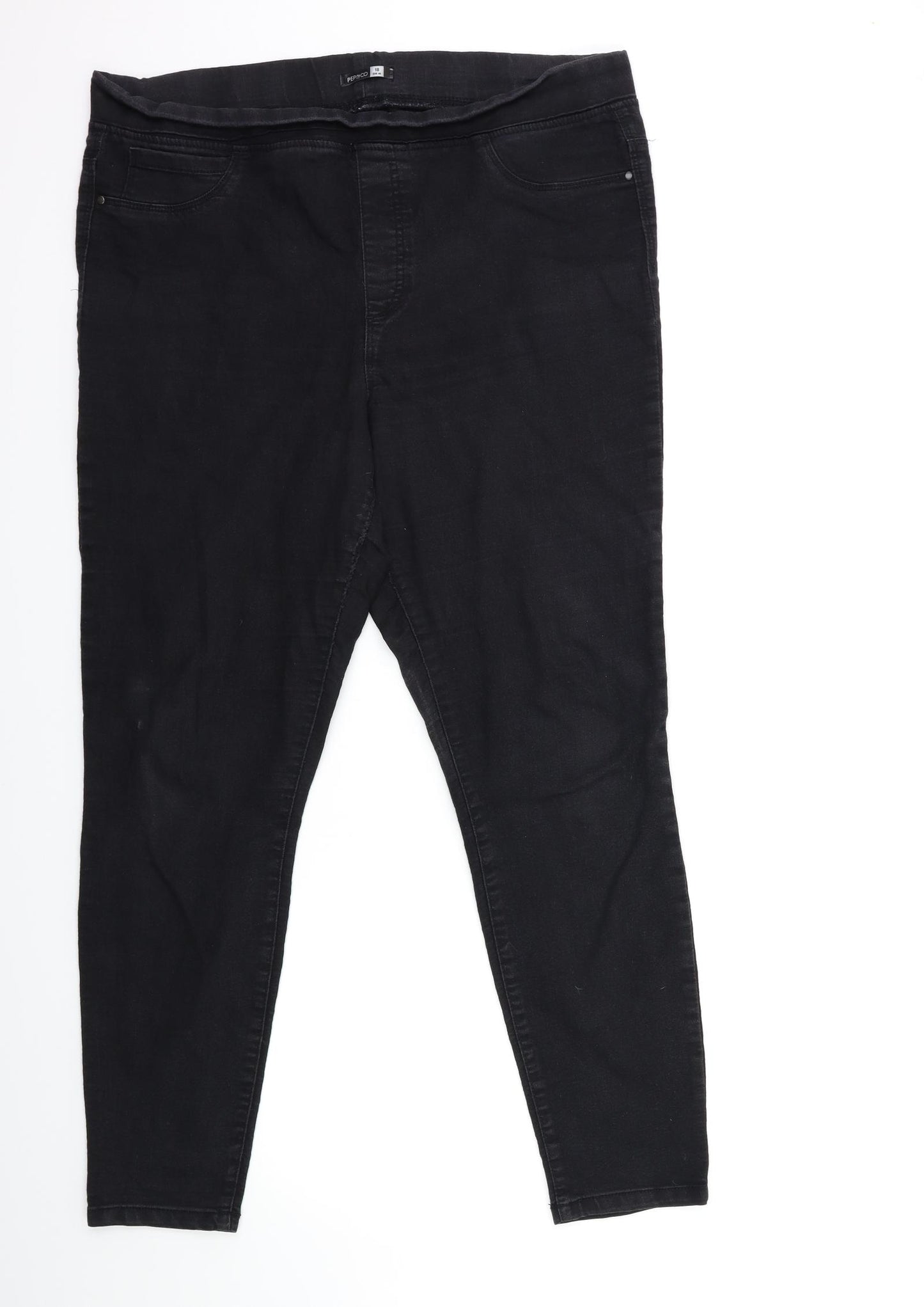 PEP & CO Womens Black  Denim Jegging Jeans Size 18 L28 in